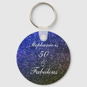 Porte-clés 50 Et Fabulous Birthday Black Blue Parties scintil