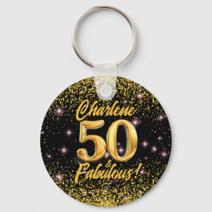 Porte-clés 50 Fabuleux Gold Parties scintillant Rose Stars 50