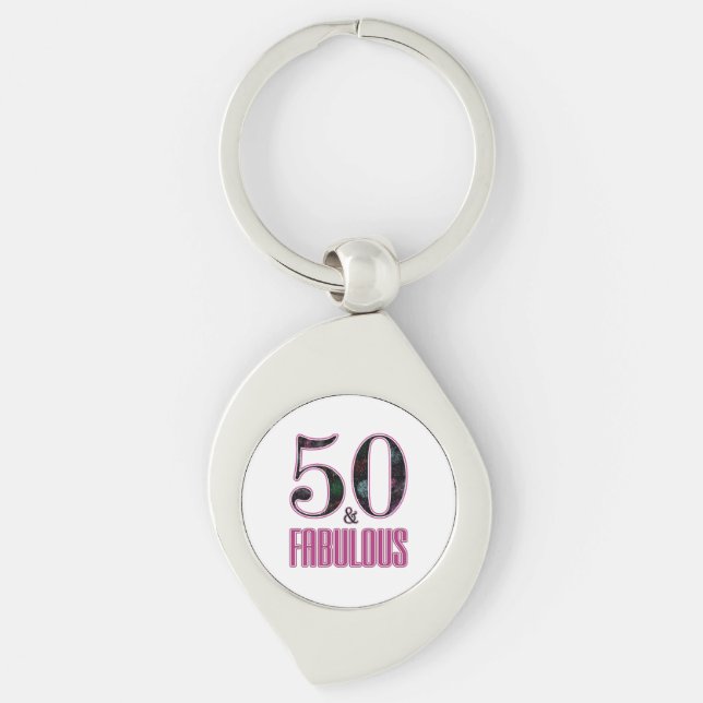 Porte-clés 50 & Fabulux Rose Typographie 50e Anniversaire (Devant)