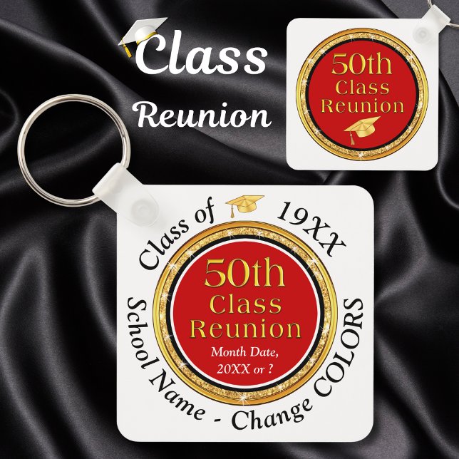 Porte-clés 50 year Class Reunion Souvenirs, Change Red, Black (50th class reunion favors. Personalized, Souvenirs for 50th Class Reunion. 50 year class reunion.)