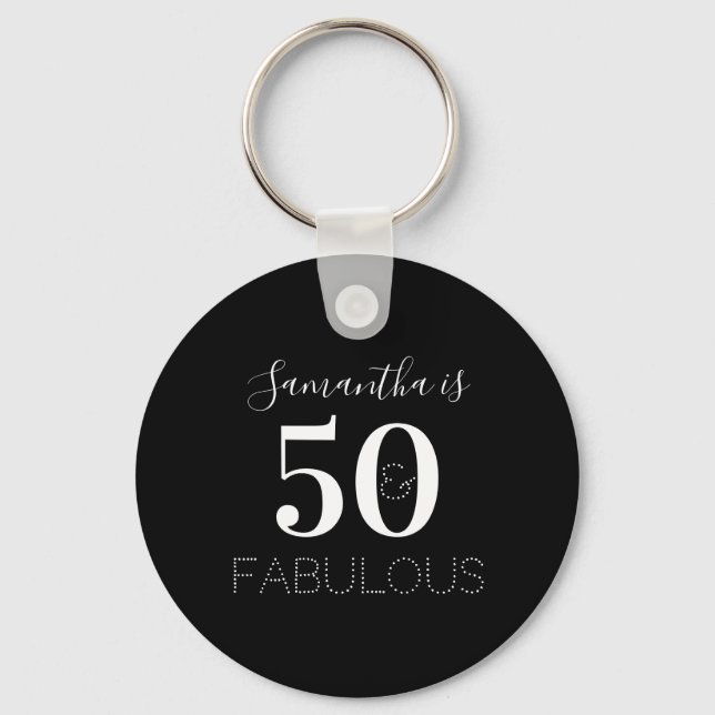Porte-clés 50e anniversaire 50 Fabuleux Black White Party Fav (Recto)