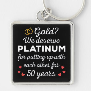 Porte-clés 50e anniversaire de mariage I - Couple drôle en or