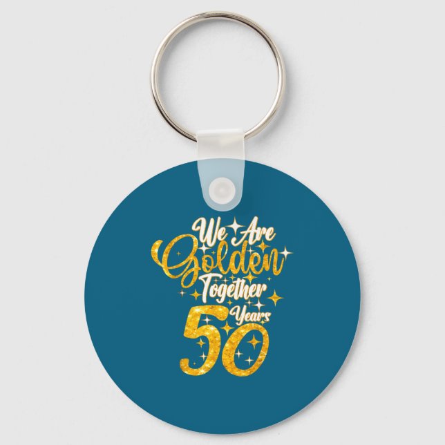 Porte-clés 50e anniversaire de mariage nous sommes dorés ense (Recto)