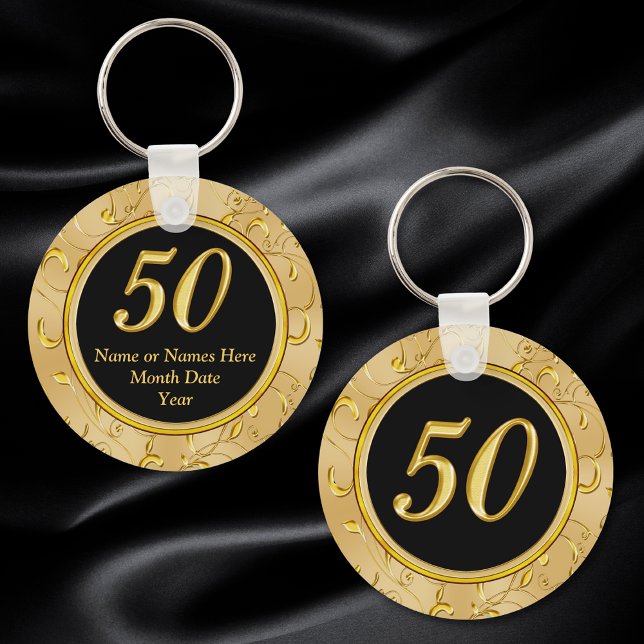 Porte-clés 50e anniversaire Fête Faveurs 50e anniversaire Fav (50th anniversary favors. Golden wedding anniversary favors and party supplies. Gifts for guests. )
