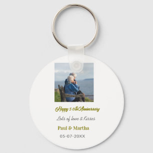 Porte-clés 50e anniversaire joyeux moderne ajouter nom date p