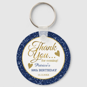 Porte-clés 50e anniversaire Parties scintillant bleue et Merc