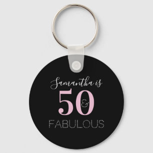 Porte-clés 50e Anniversaire Personnalisé Noir Rose