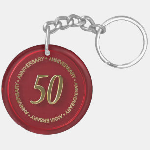Porte-clés 50e anniversaire sceau de cire rouge