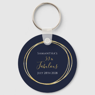 Porte-clés 50th Birthday Navy Blue Gold Birthday Party Favors
