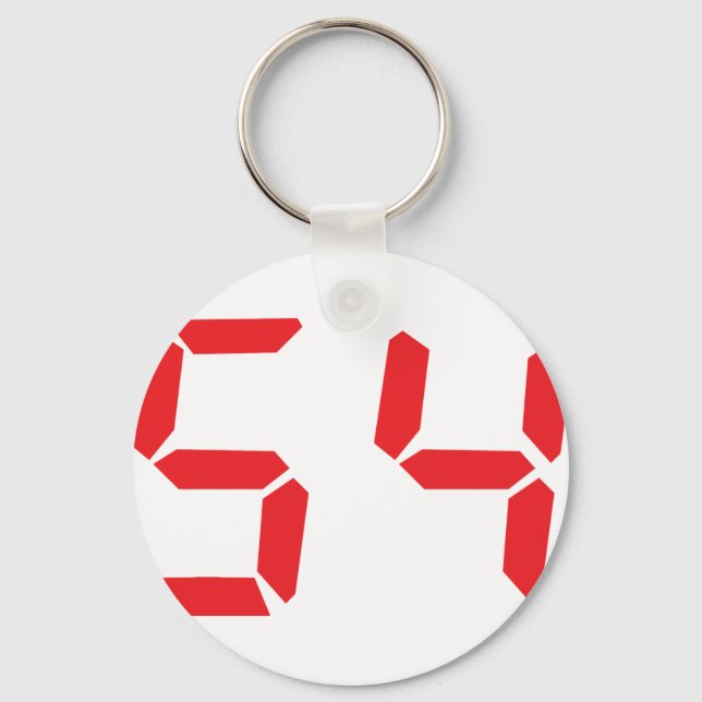 Porte-clés 54 cinquante-quatre réveil rouge numéro numérique (Recto)