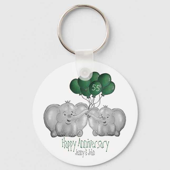 Porte-clés 55e anniversaire du mariage d'éléphants (Recto)