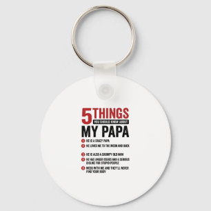 Porte-clés 5 choses à propos de mon papa design de t-shirt vi