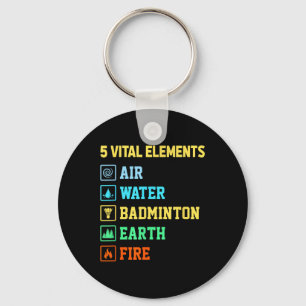 Porte-clés 5 éléments vitaux Air Eau Badminton Terre Feu Sh