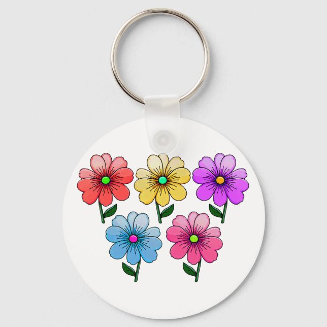 Porte-clés 5 Fleurs de couleur (Recto)