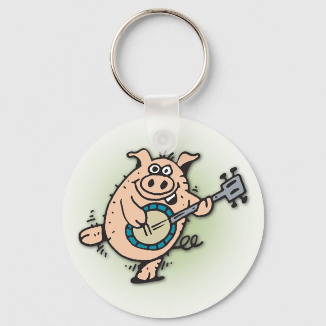 Porte-clés 5 minutes Doodle cochon jouer banjo porte - clé (Recto)