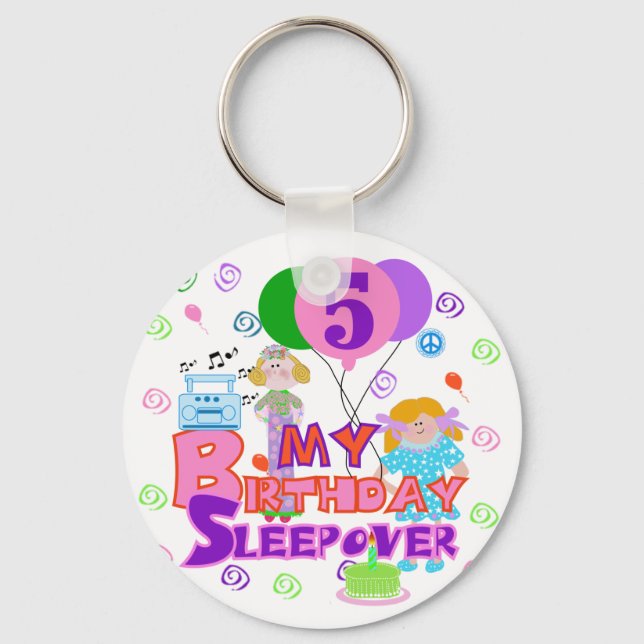 Porte-clés 5e anniversaire Sleepover T-shirts et cadeaux (Recto)