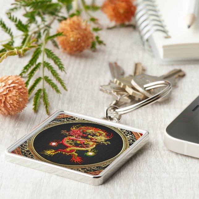 Porte-clés [600] Dragons rouges et jaunes (Côté)