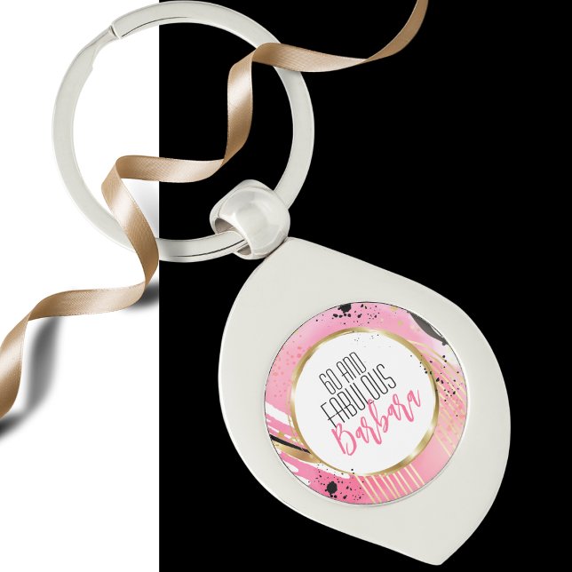 Porte-clés 60 et fabuleux moderne rose noir Abstrait chic (Créateur téléchargé)