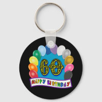 60e anniversaire Ballons heureux Porte - clé d'ann