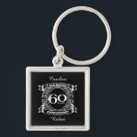 Porte-clés 60ème jour de l'anniversary<br><div class="desc">A romantic design to celebrate your 60th year of marriage. If you would like any help customizing this design please contact me, their an ask this designer button, just below this text. This sixtieth, 60 ans de wedding anniversary crest has the text diamond as that is the traditional gift for...</div>