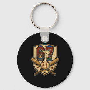Porte-clés 67 Baseball Mème Vintage Srts Crête Drôle Rétro 67