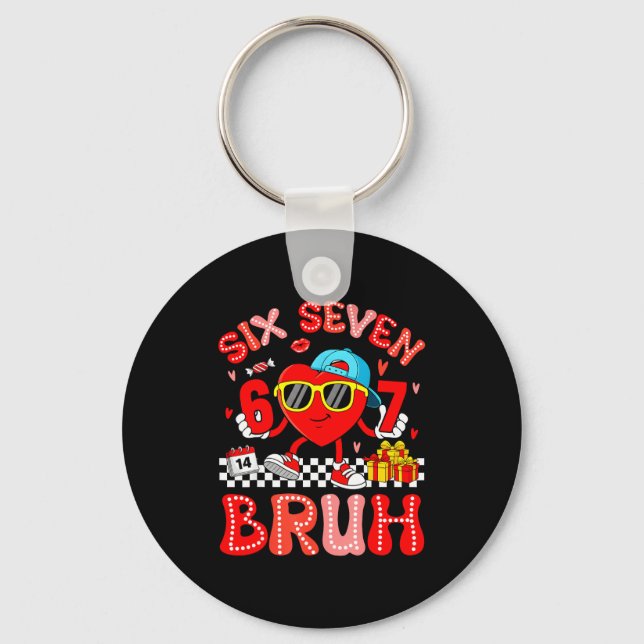 Porte-clés 67 Bruh cœur drôle valentin Six Sept Mème 6 7 B (Recto)