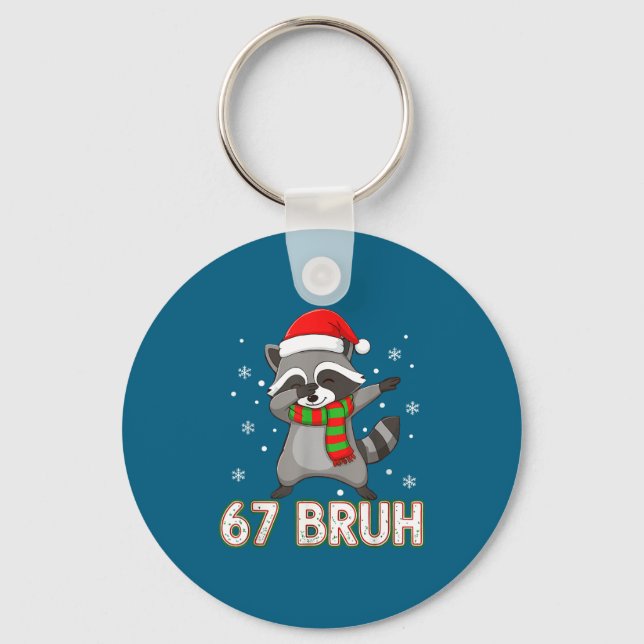 Porte-clés 67 Bruh Six Seven Meme Raccoon Christmas Kids Boys (Recto)