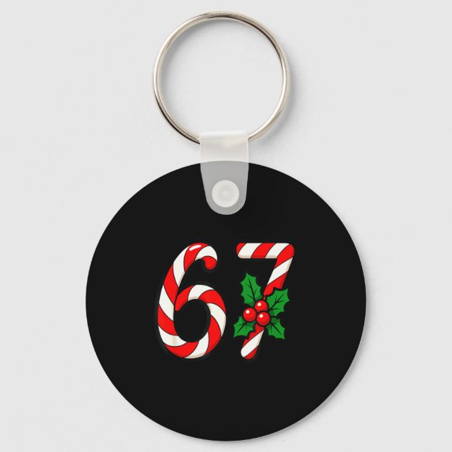 Porte-clés 67 Candy Canes Funny Christmas Humor Meme Design  (Recto)