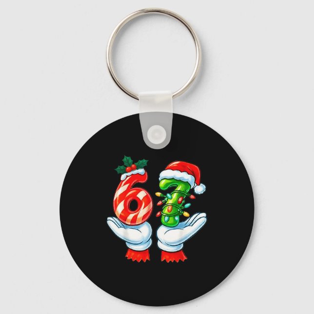 Porte-clés 67 Christmas 67 Meme Gen Alpha Slang Candy Cane Xm (Recto)