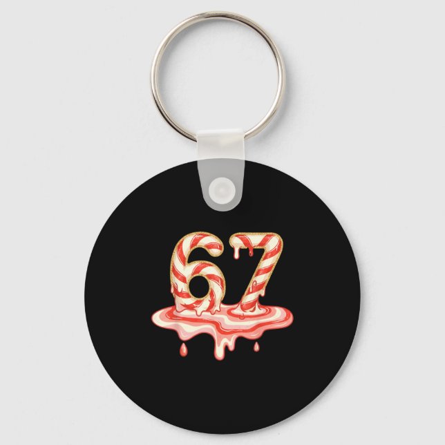 Porte-clés 67 Christmas Melting Candy Cane Six Seven For Girl (Recto)