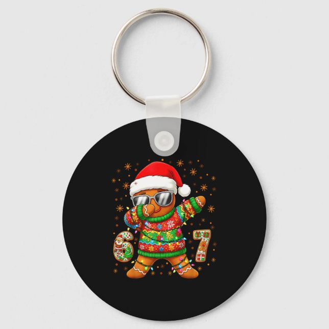 Porte-clés 67 Christmas Six Seven Meme Gingerbread Santa Ligh (Recto)