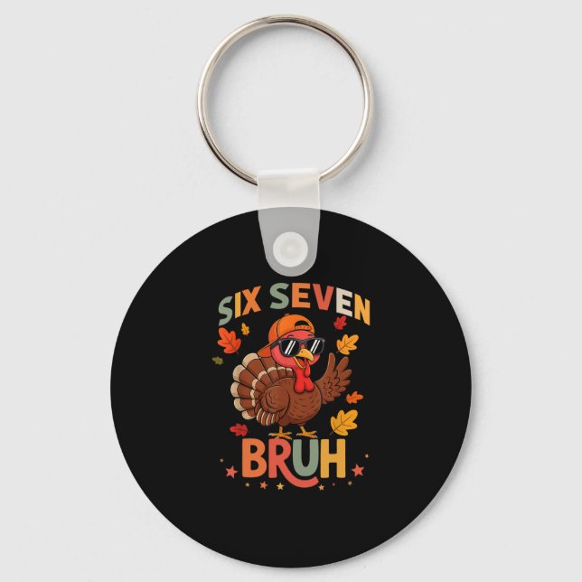 Porte-clés 67 drôle de Thanksgiving Six Seven Meme Dinde Glou (Recto)