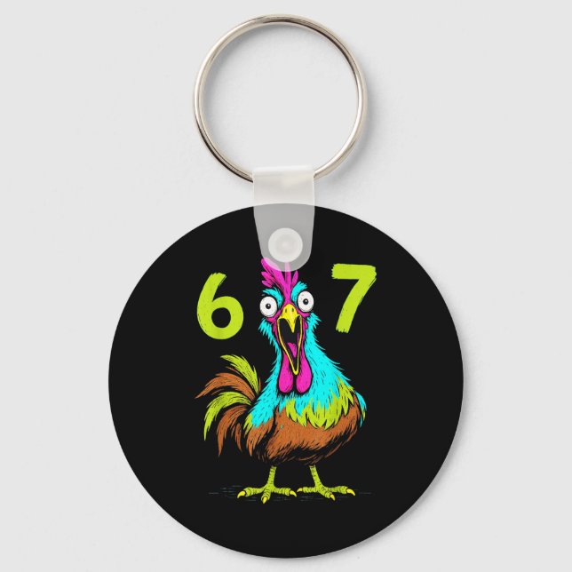Porte-clés 67 drôles de meme de poulet Six Seven Humour de jo (Recto)