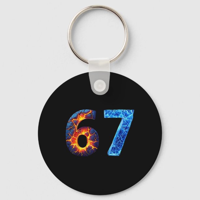 Porte-clés 67 Fire Ice Number Funny Six Seven Meme 6 7  (Recto)