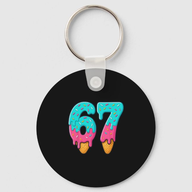 Porte-clés 67 Glace Dégoulinante Mème Drôle Six Sept Gen Alph (Recto)