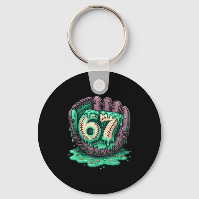 Porte-clés 67 Glace Goutte Drôle Six Sept Baseball  (Recto)