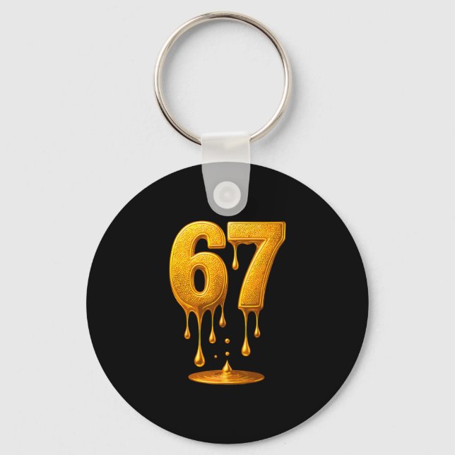 Porte-clés 67 Gold Drip Six Sept Mème Drôle (Recto)