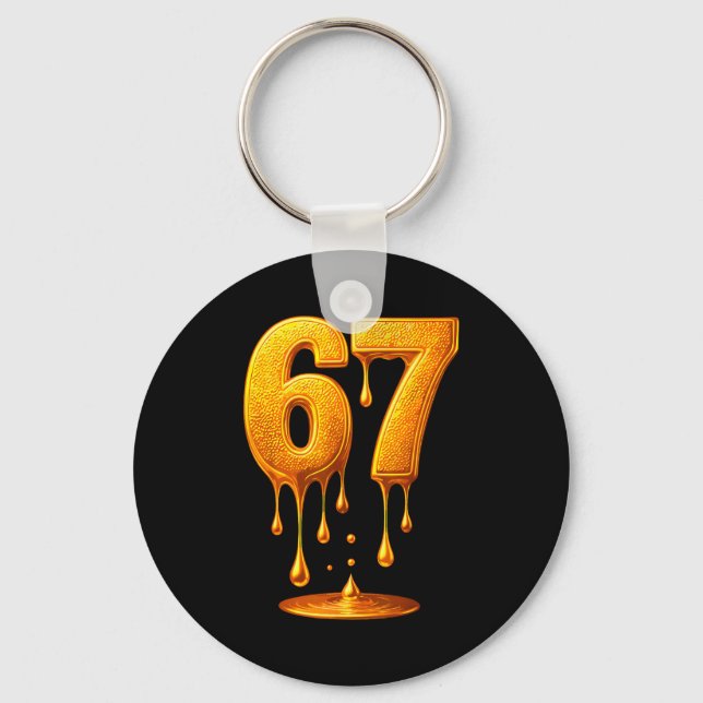 Porte-clés 67 Gold Drip Six Seven Funny Meme  (Recto)