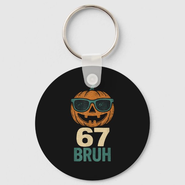 Porte-clés 67 Halloween Bruh Citrouille 6-7 Meme Langage Gen  (Recto)