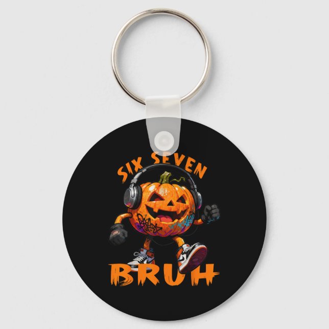 Porte-clés 67 Halloween Drôle Six Sept Mème Brainrot Citrouil (Recto)