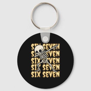 Porte-clés 67 Halloween Drôle Six Sept Mème Brainrot Squelett