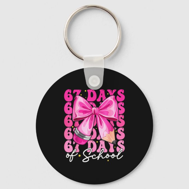 Porte-clés 67 Jours D'école Coquette Bow Six Sept Mème Tasse (Recto)