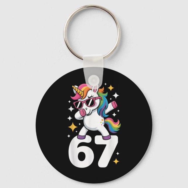 Porte-clés 67 Licorne Dabbing Six Sept Mème Drôle  (Recto)