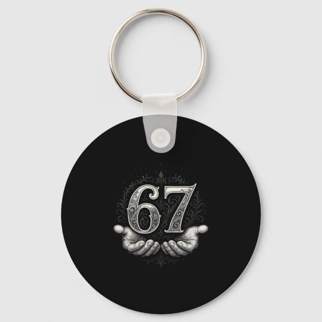 Porte-clés 67 Meme 6 7 Six Seven Mains Drôle Slang Gen Alpha  (Recto)