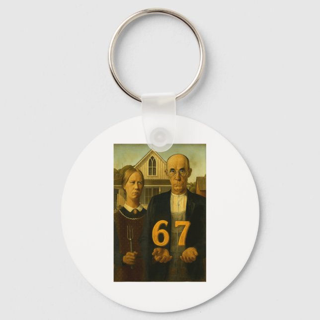 Porte-clés 67 Meme American Gothic Art Six Seven Gen Alpha Sl (Recto)
