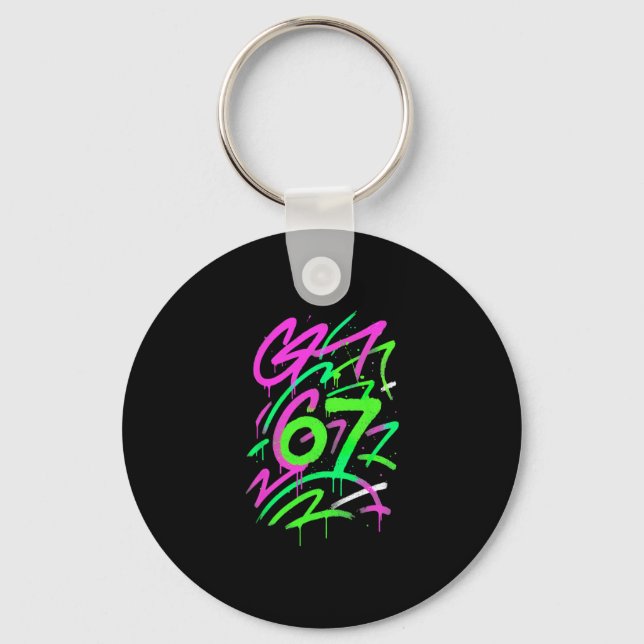 Porte-clés 67 Meme Caché Tendance Gen Z Alpha Six Seven 6 7  (Recto)