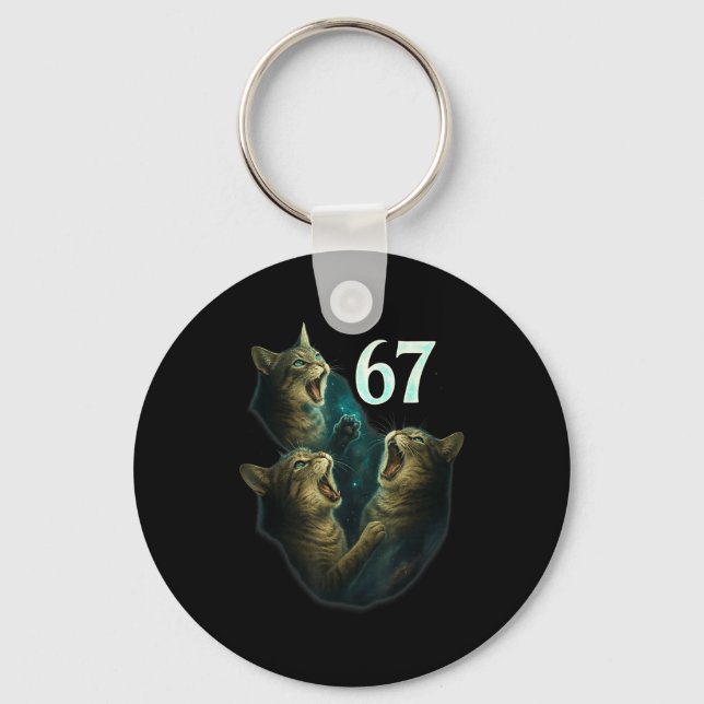 Porte-clés 67 Meme Cat Howling At 67 Funny 6 7  (Recto)