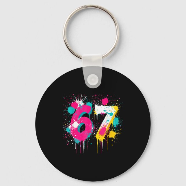 Porte-clés 67 Meme Drip Spray Paint Six Seven 80s Bright Colo (Recto)