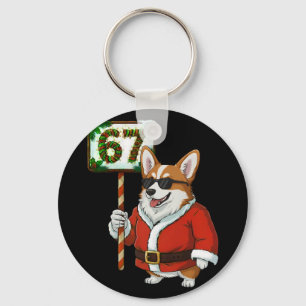 Porte-clés 67 Meme Drôle Six Sept Noël Corgi Chien Amoureux 