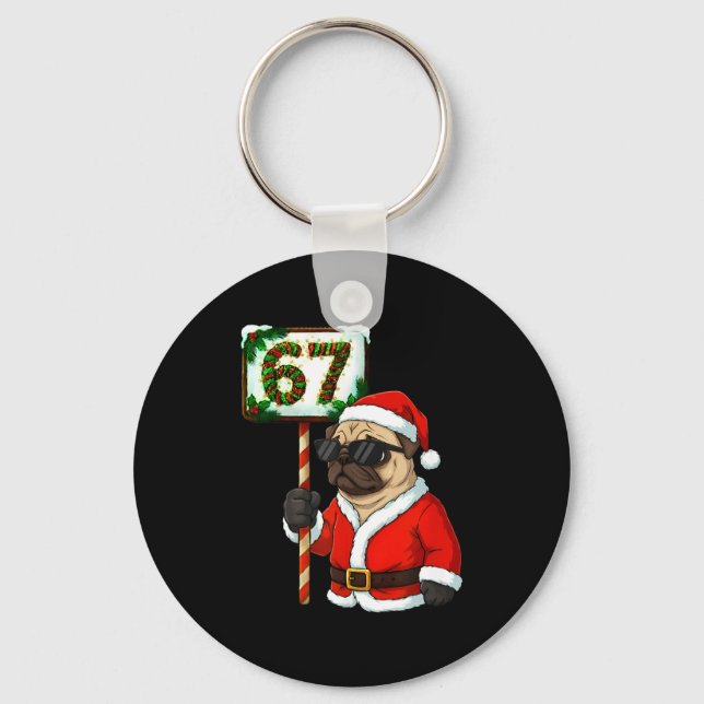 Porte-clés 67 Meme Drôle Six Sept Noël Pug Amoureux de Chien  (Recto)